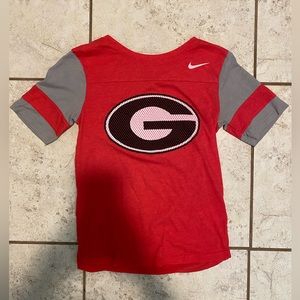 NIKE | Georgia Bulldogs Nike Shirt Red And Grey Strip Sleeve Design Size XS